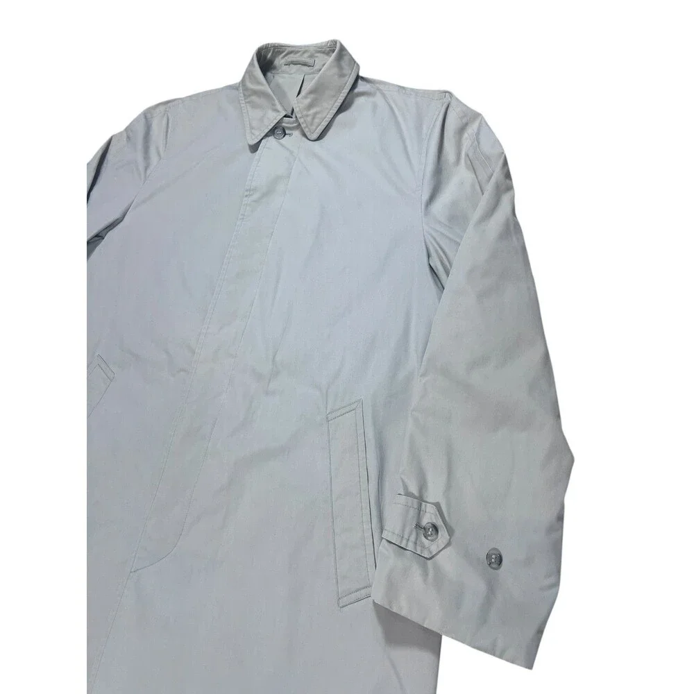 Vintage London Fog Trench Coat Mens 40 XL Long Beige Classic Minimal Overcoat